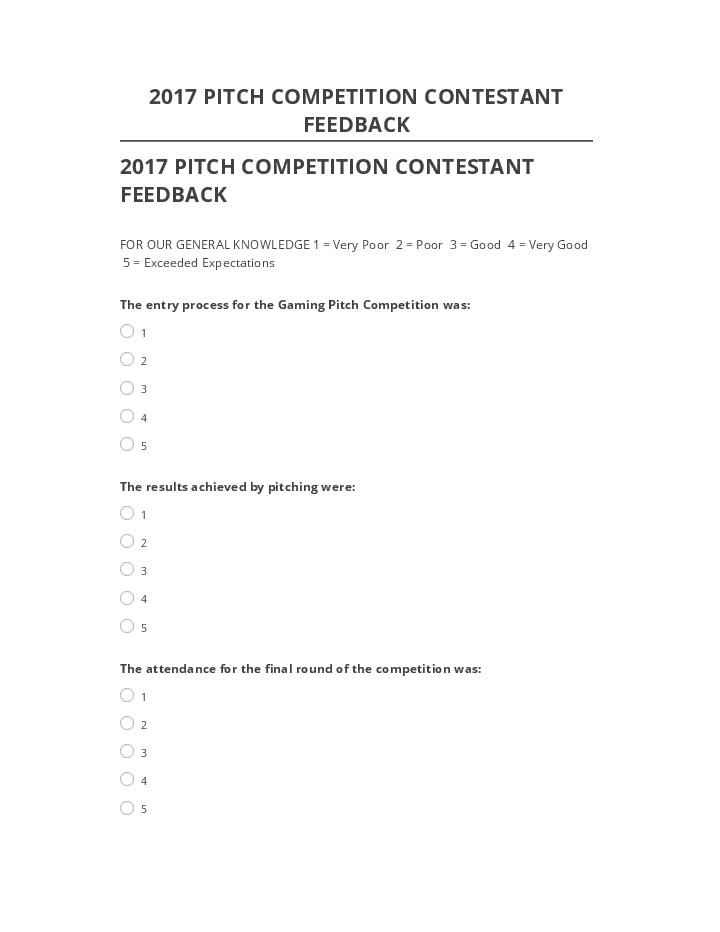 Integrate 2017 PITCH COMPETITION CONTESTANT FEEDBACK with Salesforce