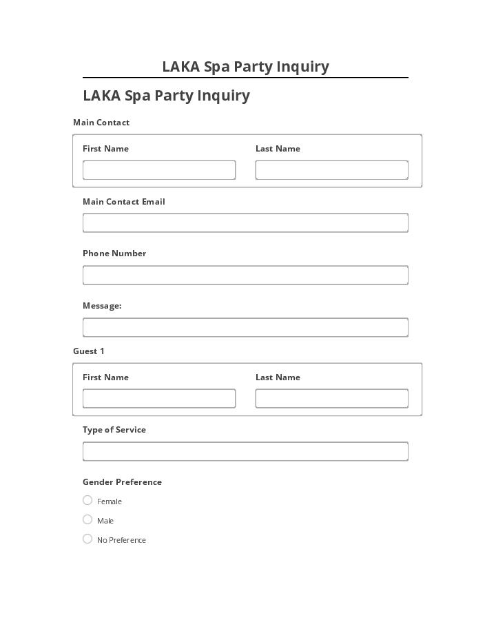 Automate LAKA Spa Party Inquiry