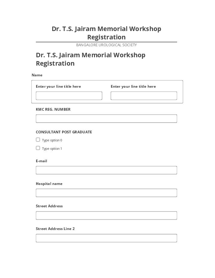 Extract Dr. T.S. Jairam Memorial Workshop Registration