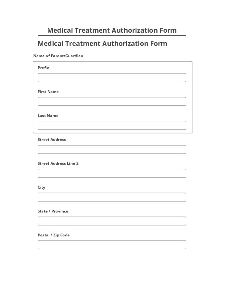 Arrange Medical Treatment Authorization Form in Salesforce