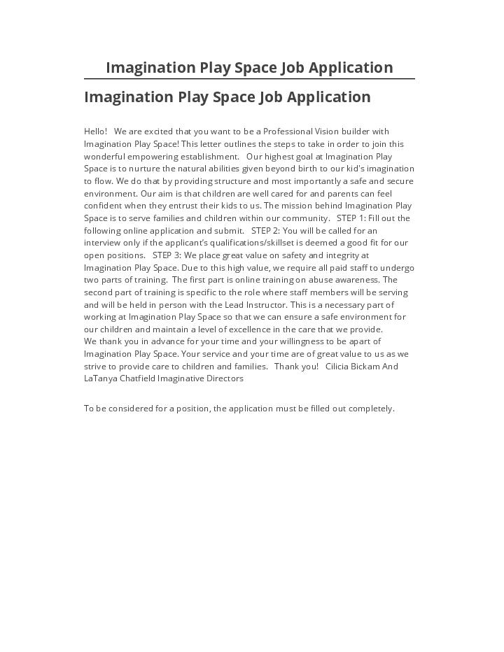 Manage Imagination Play Space Job Application in Netsuite