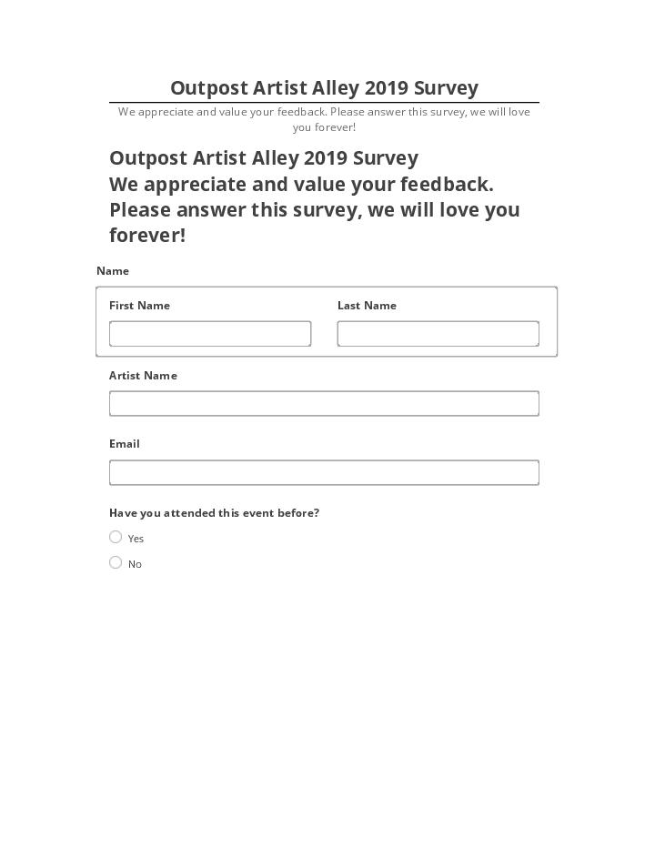 Arrange Outpost Artist Alley 2019 Survey in Netsuite