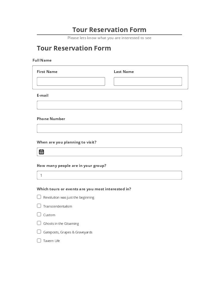 Export Tour Reservation Form to Microsoft Dynamics