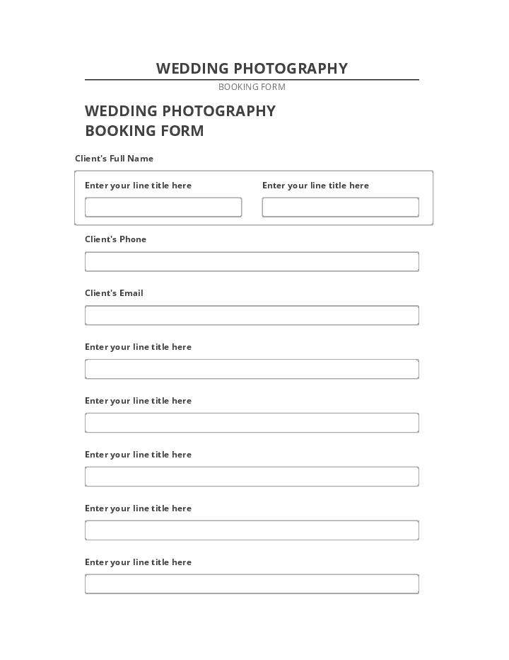 Arrange WEDDING PHOTOGRAPHY in Microsoft Dynamics