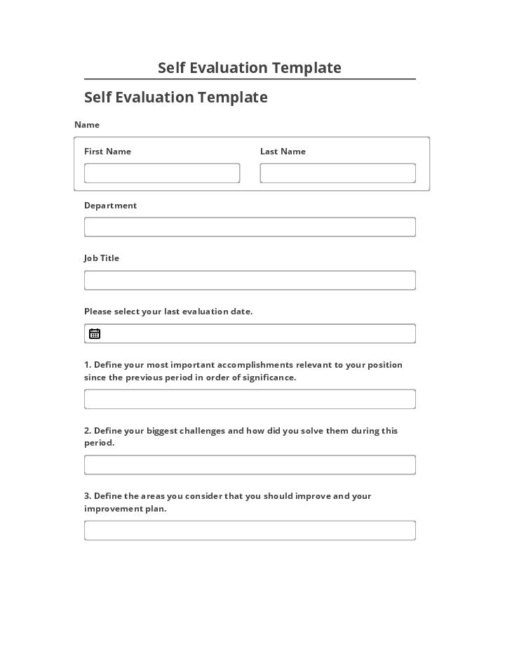 Manage Self Evaluation Template