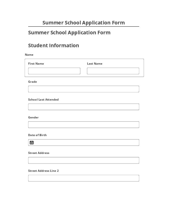 Extract Summer School Application Form