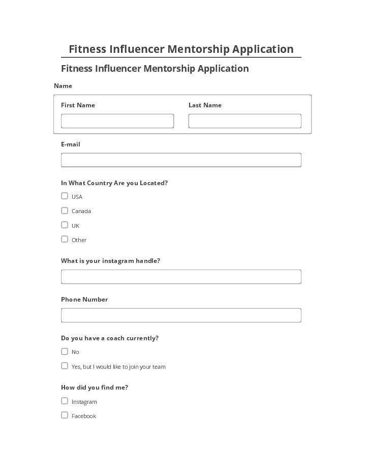 Pre-fill Fitness Influencer Mentorship Application from Salesforce