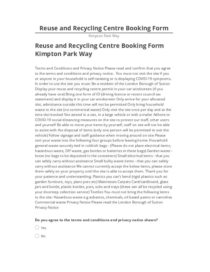 Export Reuse and Recycling Centre Booking Form to Microsoft Dynamics