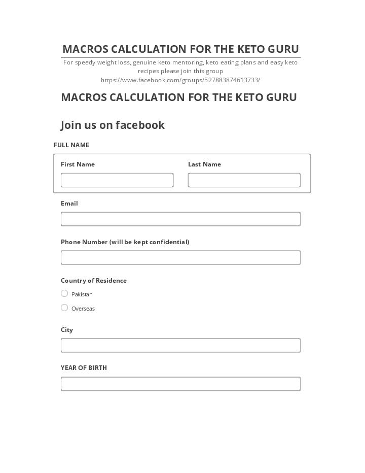 Extract MACROS CALCULATION FOR THE KETO GURU from Salesforce