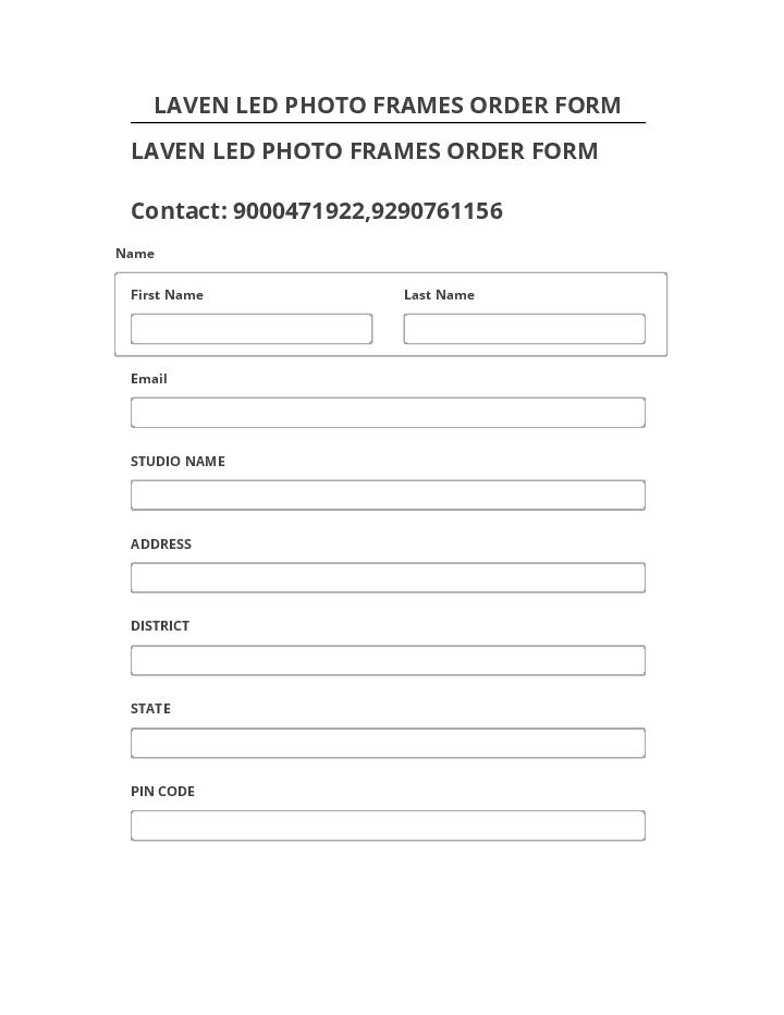 Arrange LAVEN LED PHOTO FRAMES ORDER FORM in Netsuite