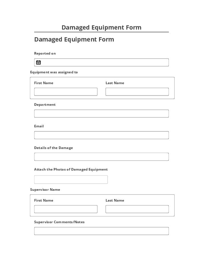 Export Damaged Equipment Form to Salesforce