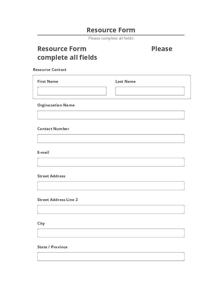 Update Resource Form from Microsoft Dynamics