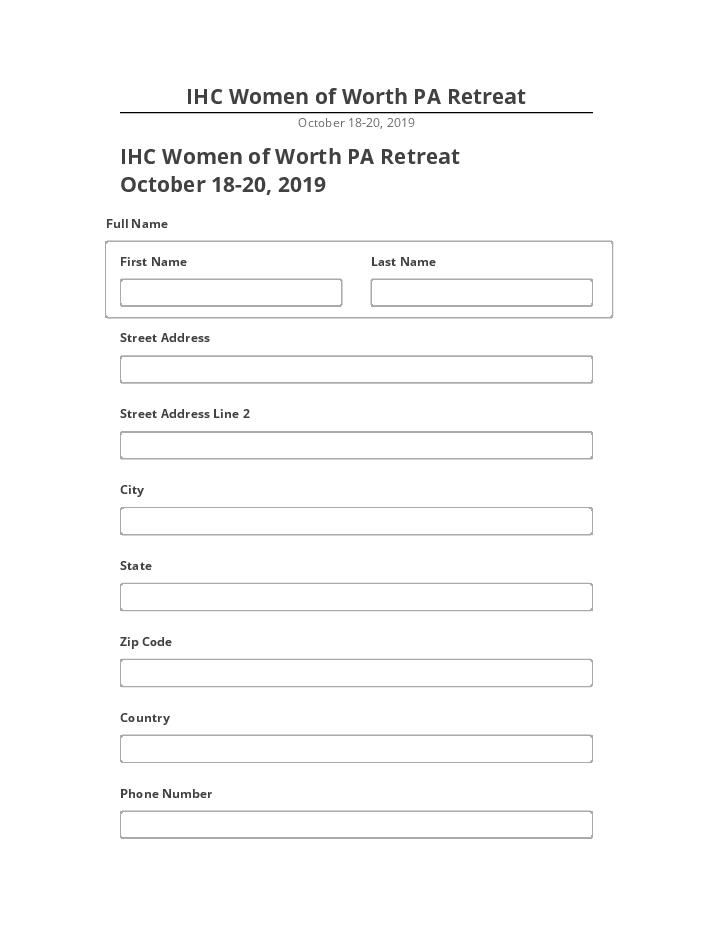 Arrange IHC Women of Worth PA Retreat in Netsuite
