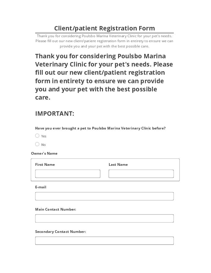 Pre-fill Client/patient Registration Form from Netsuite