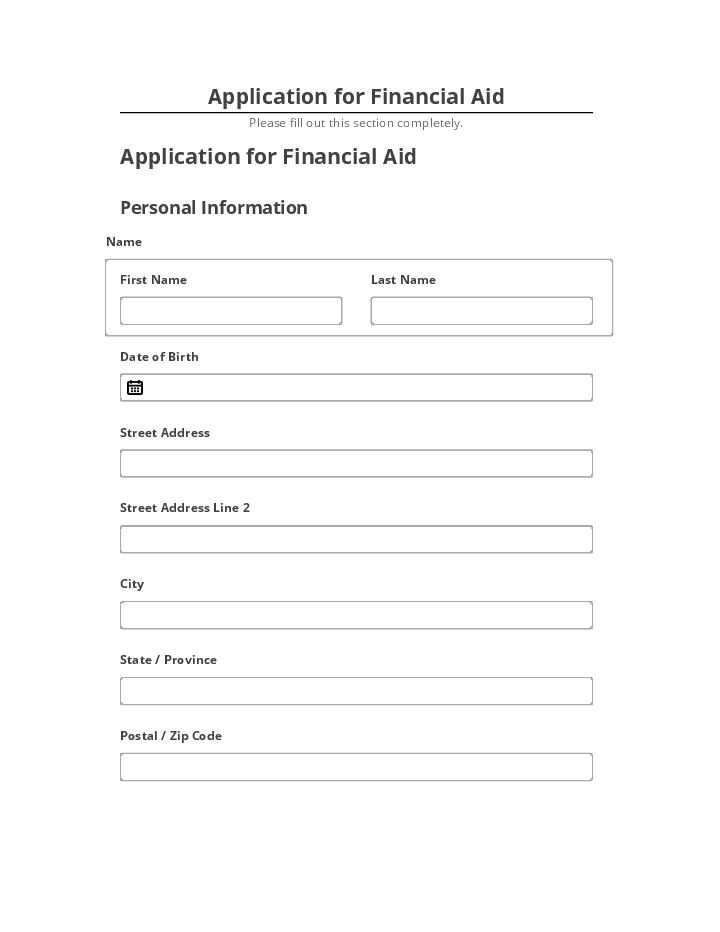 Update Application for Financial Aid from Salesforce