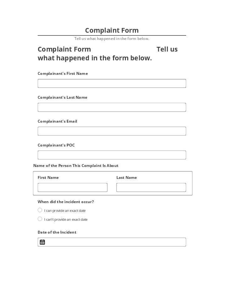 Archive Complaint Form to Salesforce