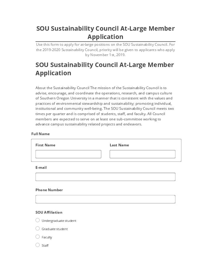 Export SOU Sustainability Council At-Large Member Application