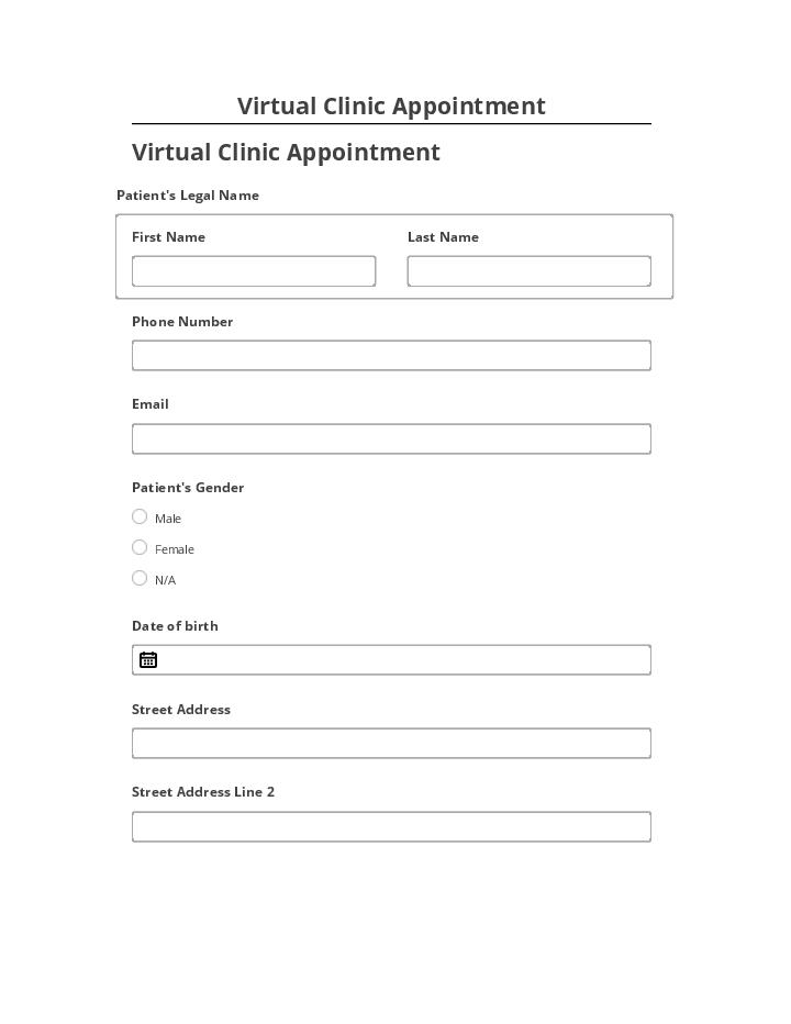 Pre-fill Virtual Clinic Appointment