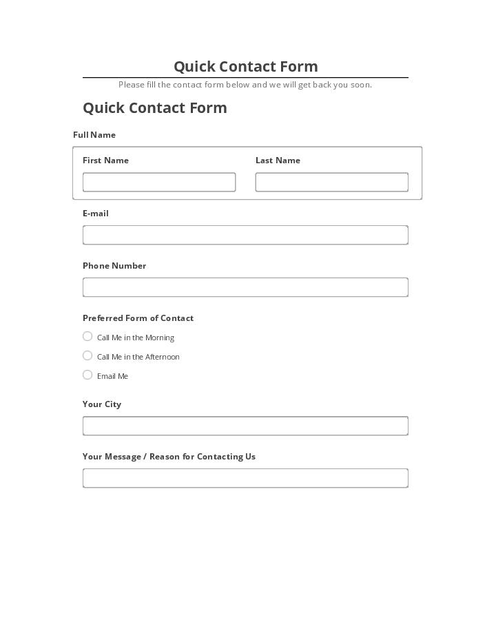 Integrate Quick Contact Form with Netsuite