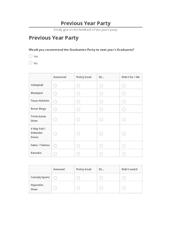 Integrate Previous Year Party with Netsuite