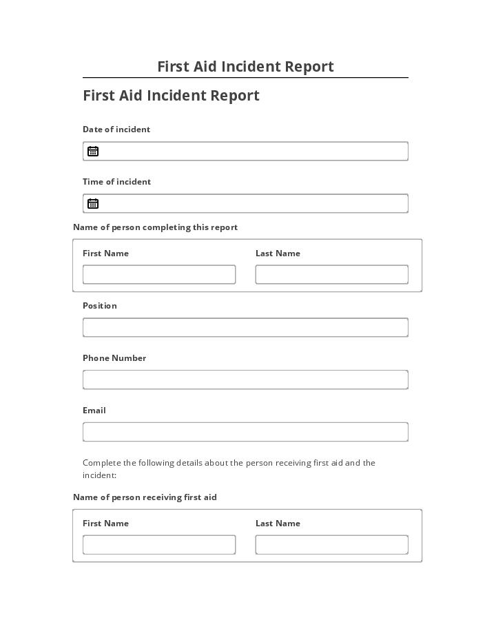 Export First Aid Incident Report to Salesforce