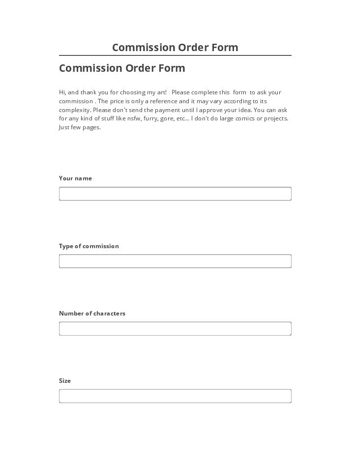 Manage Commission Order Form
