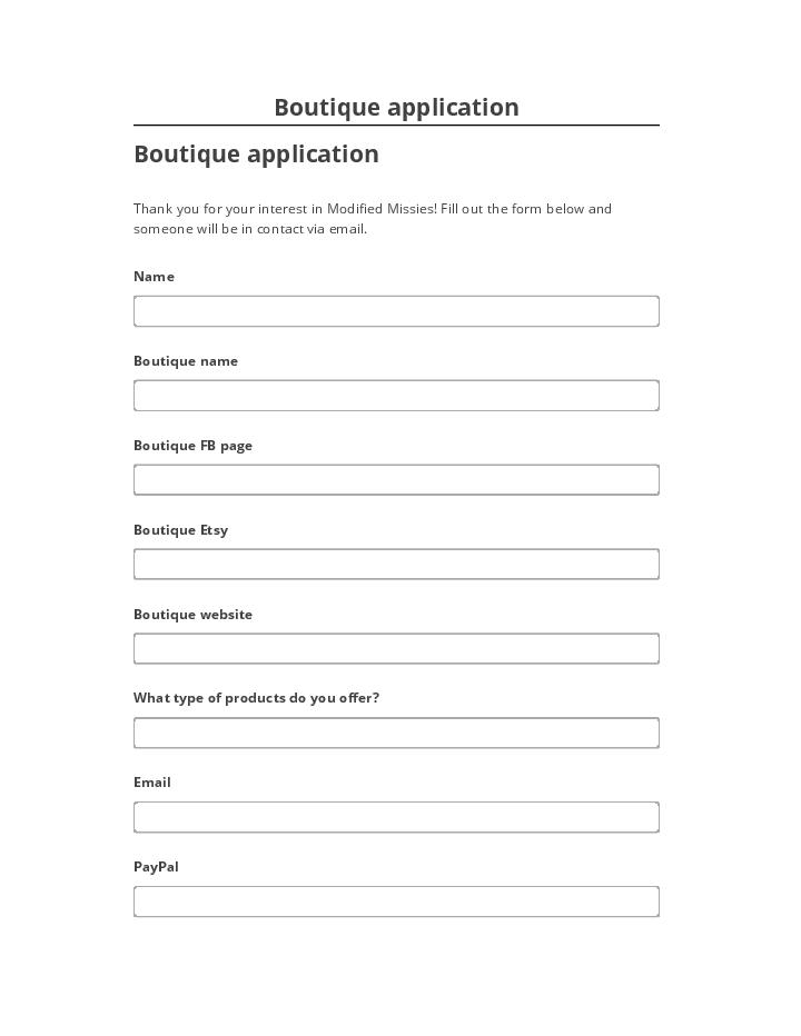 Pre-fill Boutique application from Netsuite