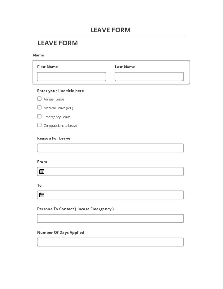 Incorporate LEAVE FORM in Salesforce