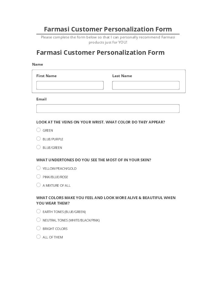 Export Farmasi Customer Personalization Form to Salesforce