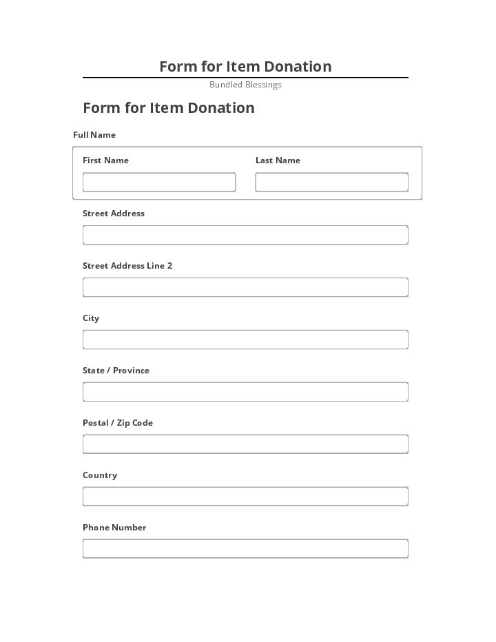 Update Form for Item Donation