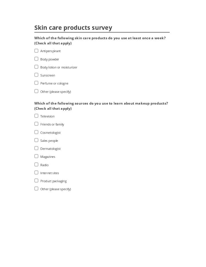 Pre-fill Skin care products survey