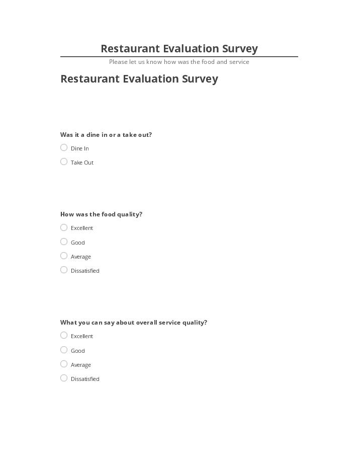 Extract Restaurant Evaluation Survey