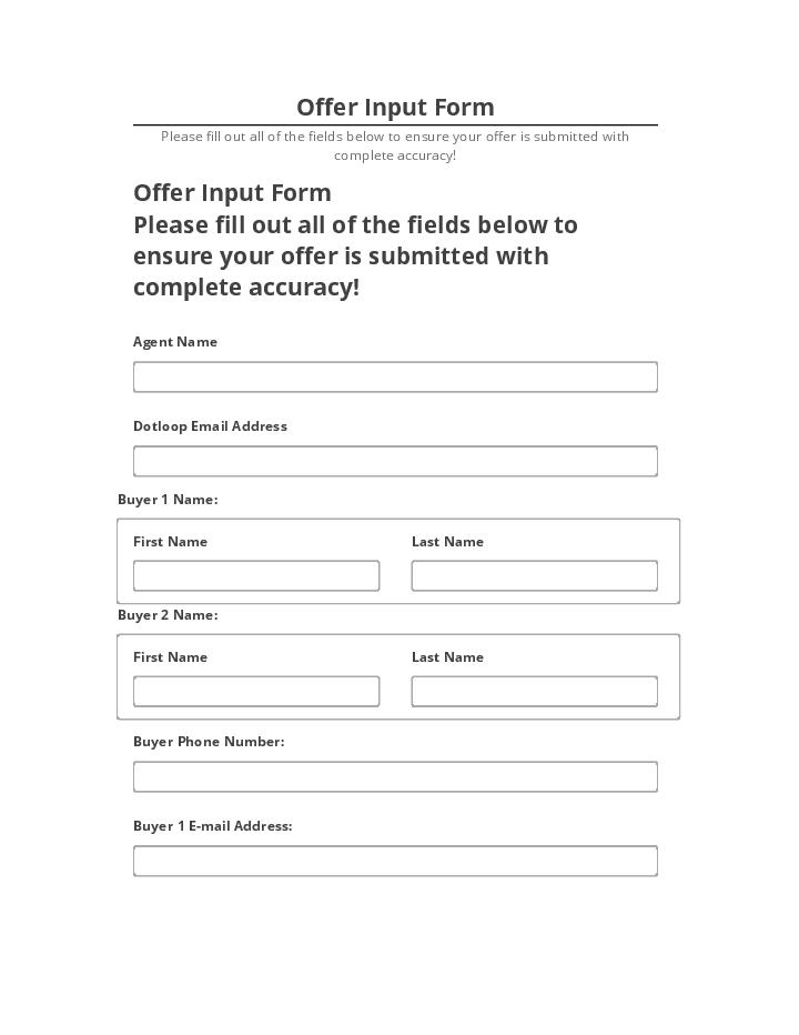 Archive Offer Input Form to Salesforce