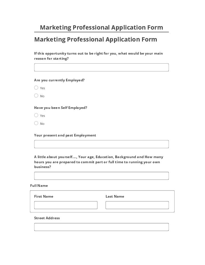 Export Marketing Professional Application Form
