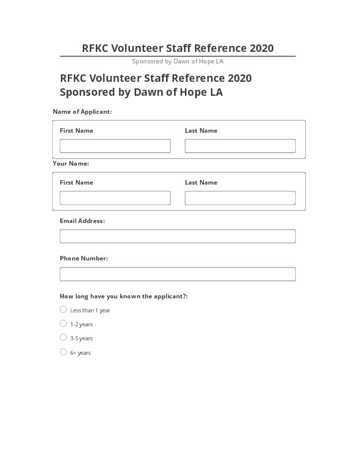 Update RFKC Volunteer Staff Reference 2020