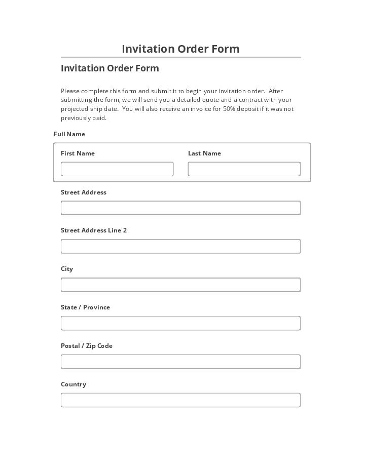 Arrange Invitation Order Form in Salesforce