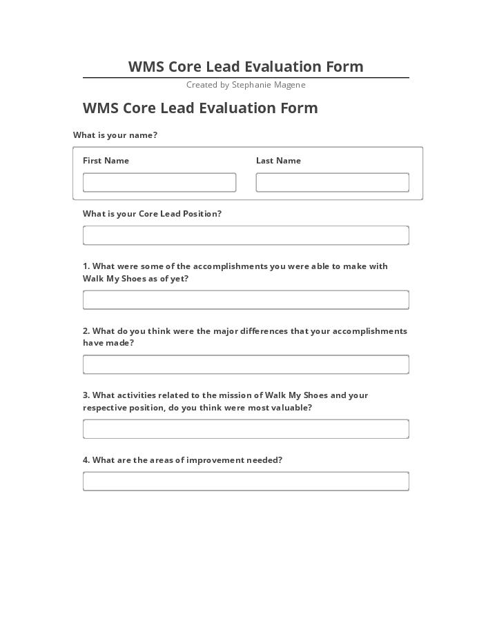 Synchronize WMS Core Lead Evaluation Form