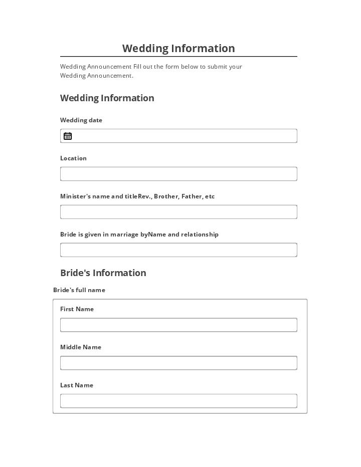 Export Wedding Information to Salesforce