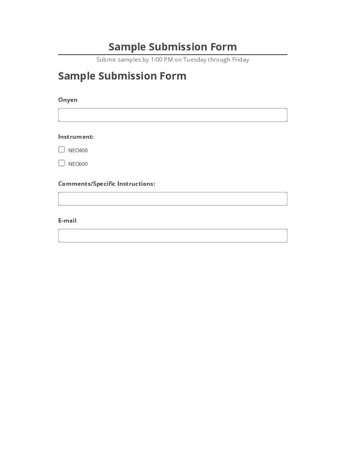 Arrange Sample Submission Form in Netsuite