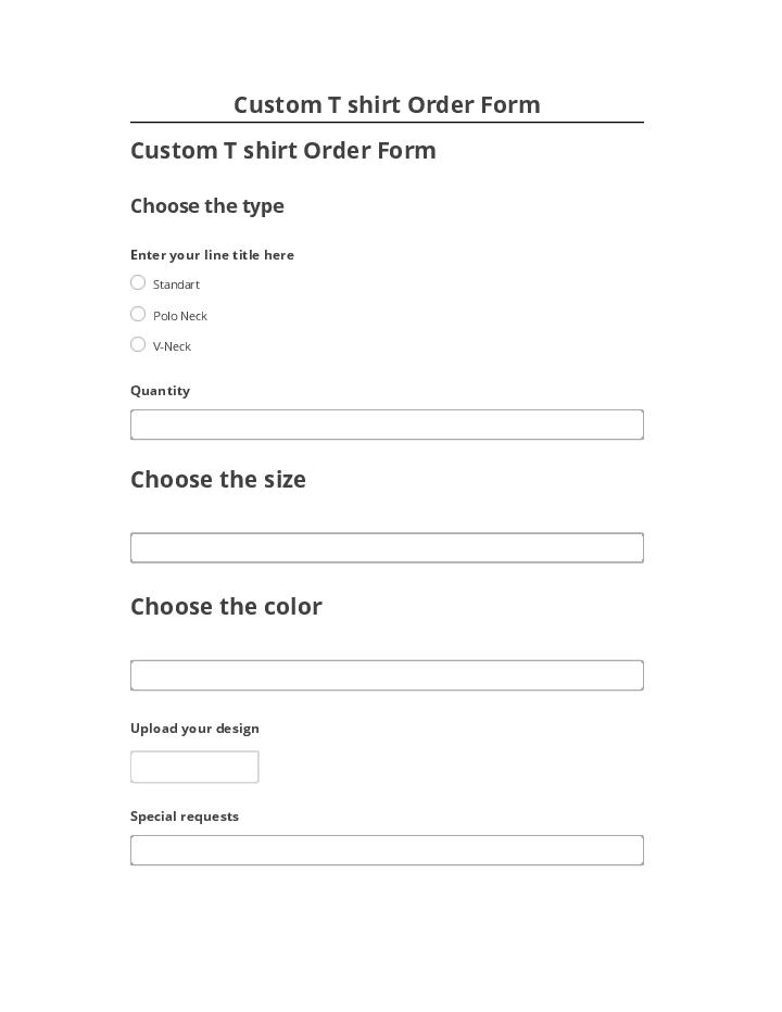 Incorporate Custom T shirt Order Form