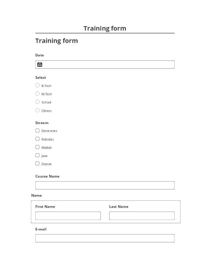 Incorporate Training form