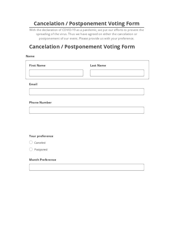 Manage Cancelation / Postponement Voting Form in Netsuite