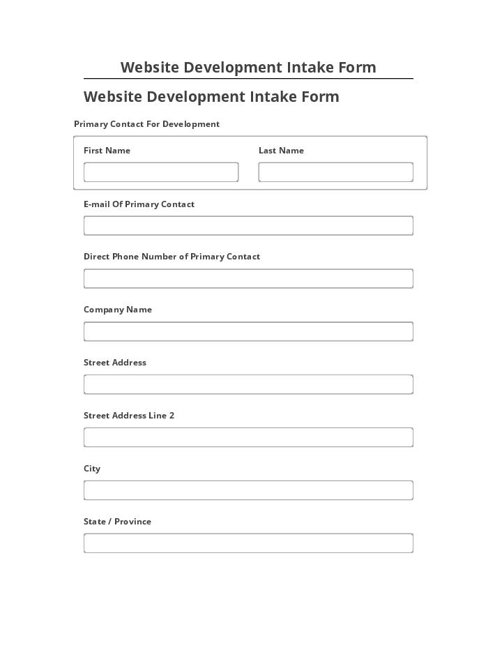 Extract Website Development Intake Form from Salesforce