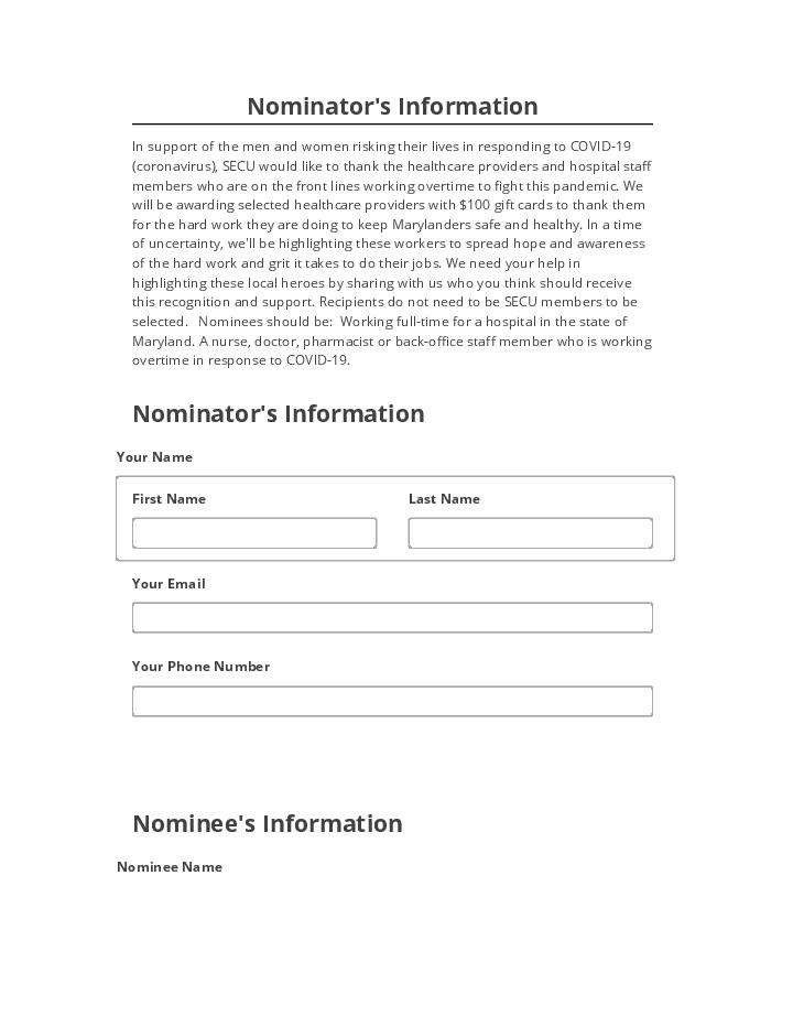 Integrate Nominator's Information with Salesforce