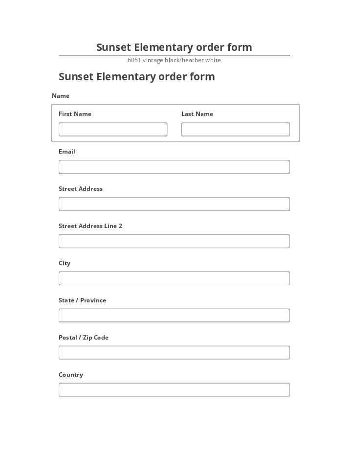 Arrange Sunset Elementary order form in Salesforce