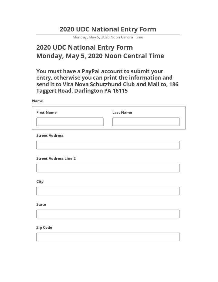 Integrate 2020 UDC National Entry Form with Netsuite