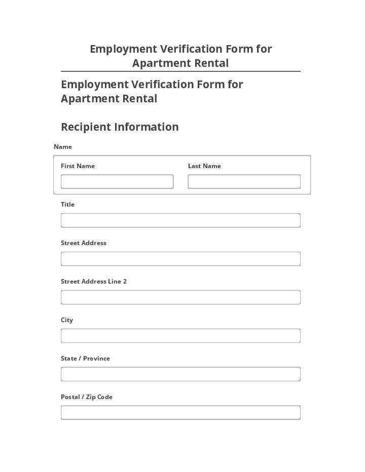 Arrange Employment Verification Form for Apartment Rental in Salesforce