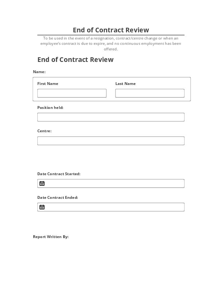 Synchronize End of Contract Review with Netsuite