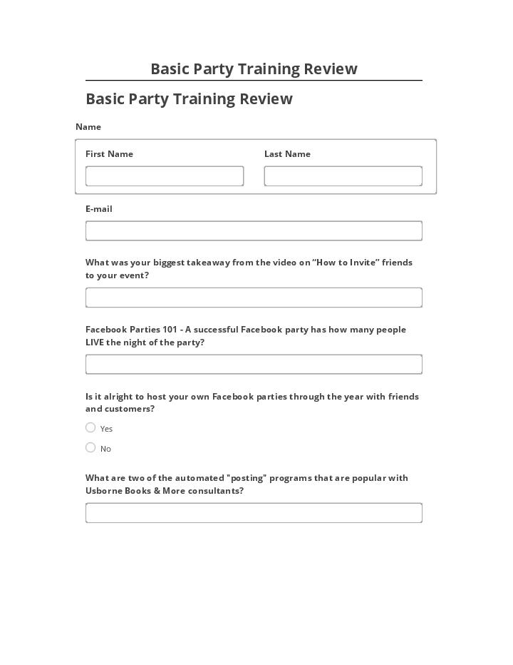 Arrange Basic Party Training Review in Microsoft Dynamics
