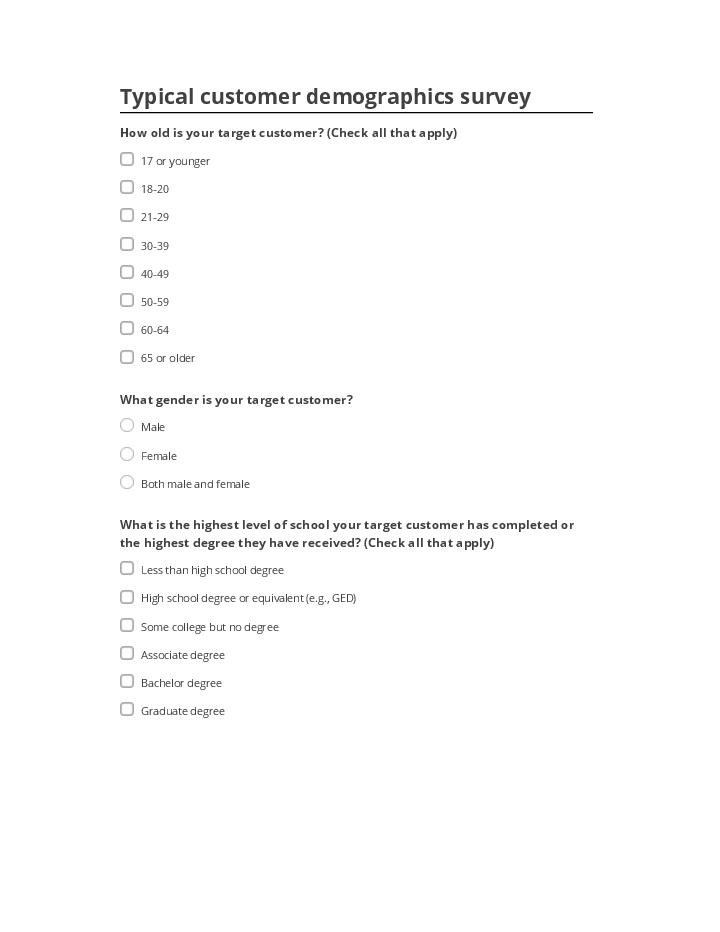 Manage Typical customer demographics survey in Netsuite